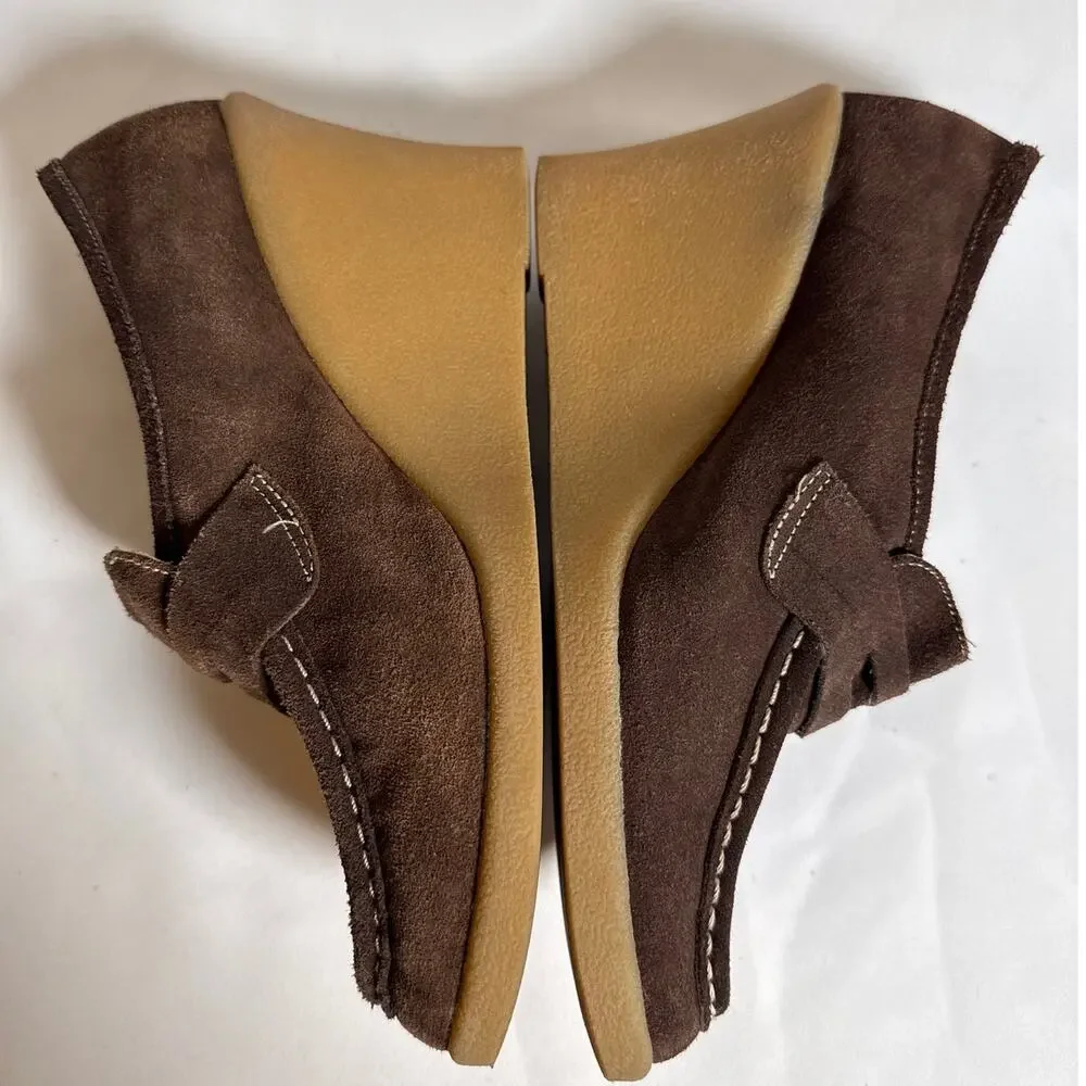 Paris Blues Y2K Brown Suede Platform Wedge Loafers Women’s 8.5 Vintage